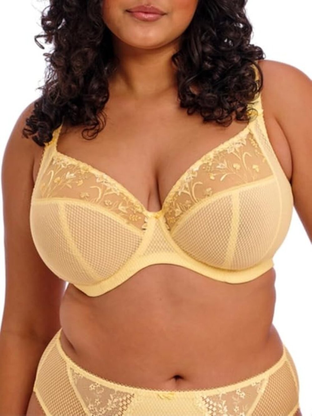 Elomi Charley Underwire Plunge Bra – Lace, Mesh & Full Bust Support